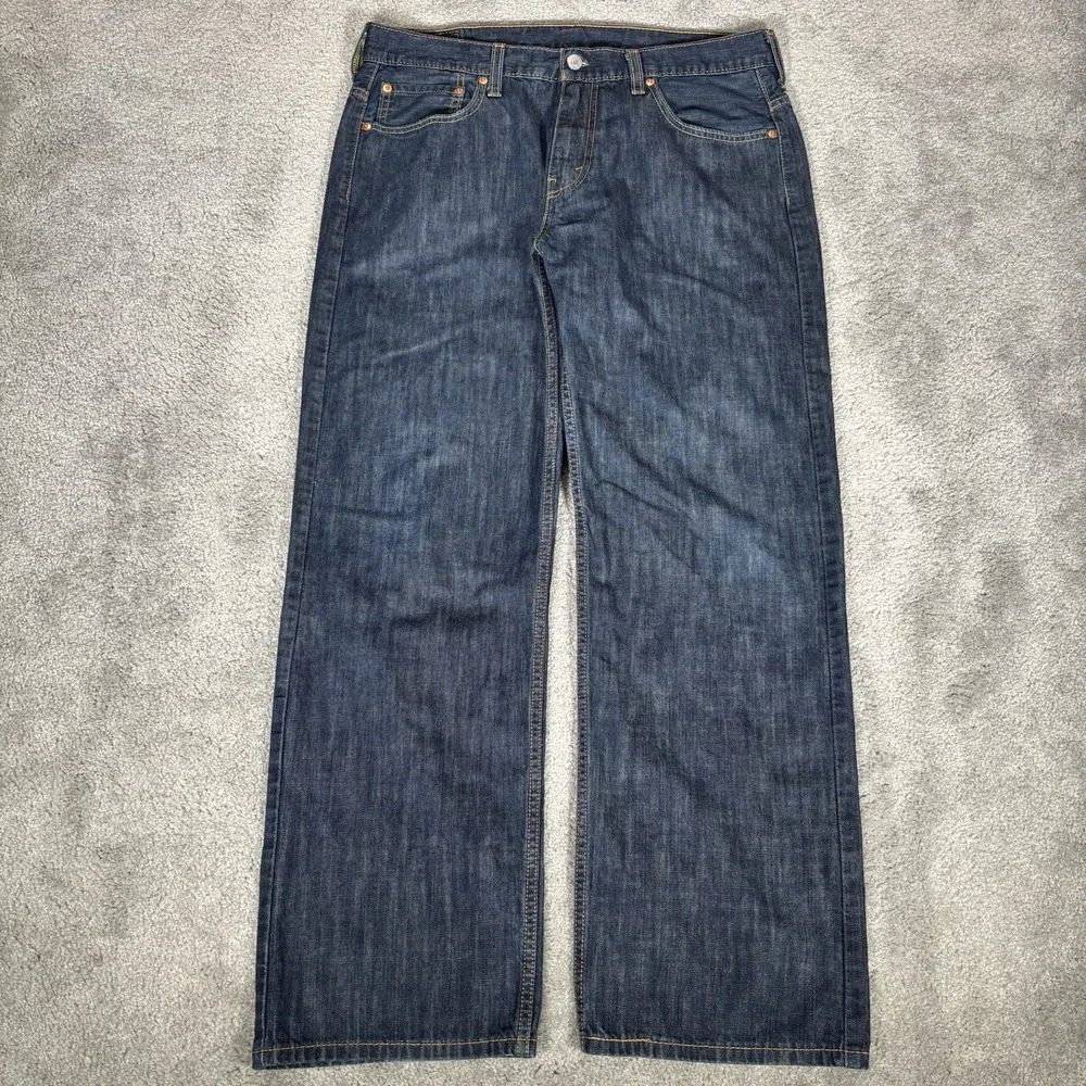 Levis 569 Jeans Mens 34x31 Loose Straight Fit Dark Wash Blue Denim Cotton Baggy